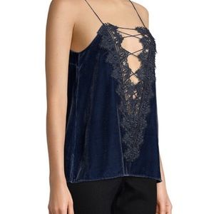 CAMI NYC Charlie lace up velvet shirt